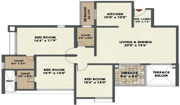 Prestige Jade Pavilion 3.5 BHK Floor Plan