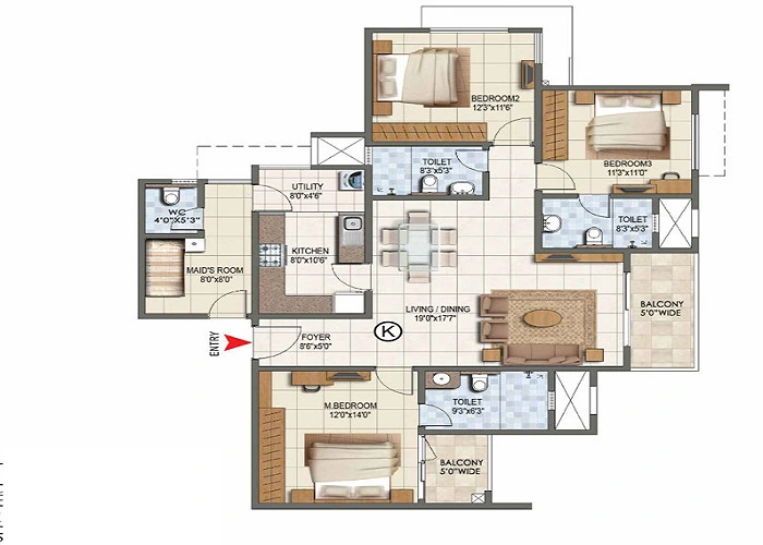 Prestige Lavender Fields Phase-2 4 BHK Floor Plan